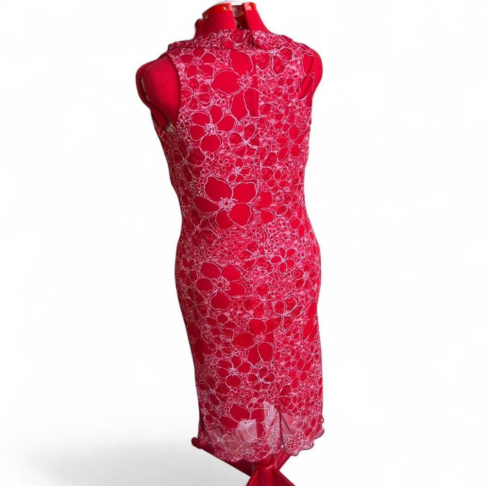 Y2K Red Floral Ruffle Sleeveless Dress Size 10 Fairycore Summer Vibes - Picture 3 of 8